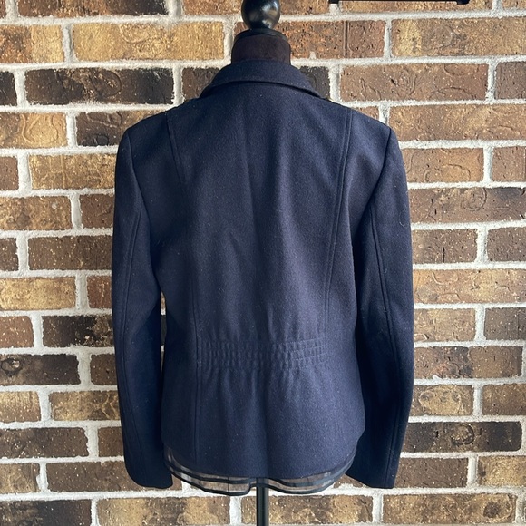 LOFT Navy Blue Mesh Trim Jacket Blazer Wool Blend - Picture 13 of 16